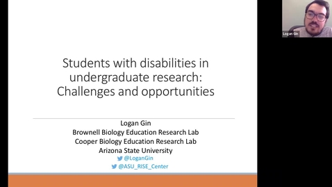 Thumbnail for entry Students with disabilities in undergraduate research: Challenges and opportunities presented by Logan Gin at ISLAND 2021