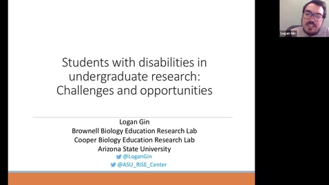 Thumbnail for Students with disabilities in undergraduate research: Challenges and opportunities presented by Logan Gin at ISLAND 2021