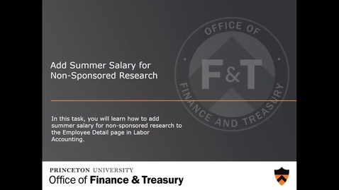 Thumbnail for Add Summer Salary for Non-Sponsored Research