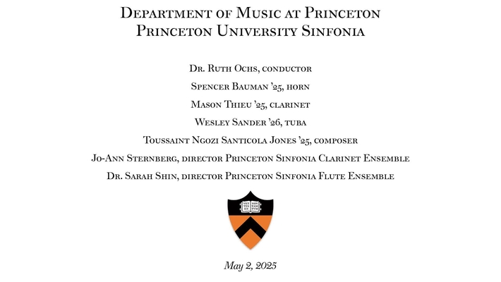 Princeton University Sinfonia, May 2, 2025