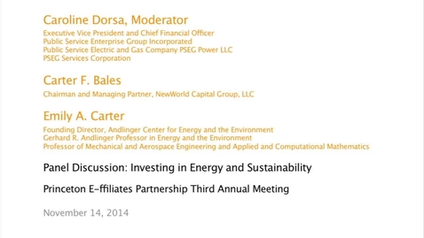 Thumbnail for entry Panel Discussion: Investing in Energy and Sustainability