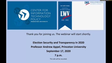 Thumbnail for entry CITP Special Event: Andrew Appel - Election Security and Transparency in 2020