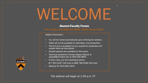 Thumbnail for Alumni-Faculty Forum 2021: The Culture That Big Tech Built