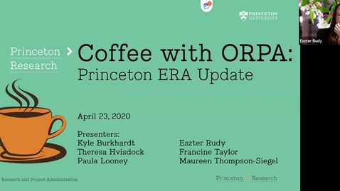 Thumbnail for Coffee with ORPA - Princeton ERA Update Presentation - 4-23-20