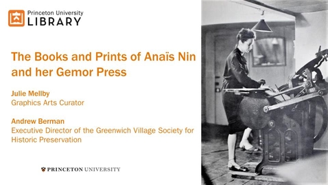 Thumbnail for entry The Books and Prints of Anaïs Nin and her Gemor Press