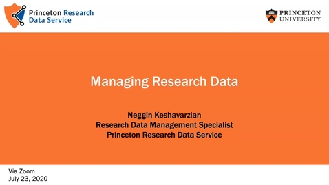 Thumbnail for entry Managing Research Data
