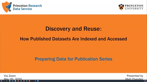 Thumbnail for Preparing Data for Publication: Discovery and Reuse