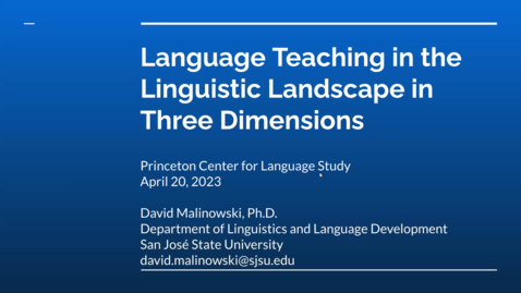 Thumbnail for entry Language Teaching with the Linguistic Landscape in Three Dimensions
