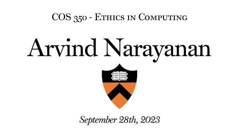Thumbnail for entry COS 350 - Ethics of Computing (9.28.2023)
