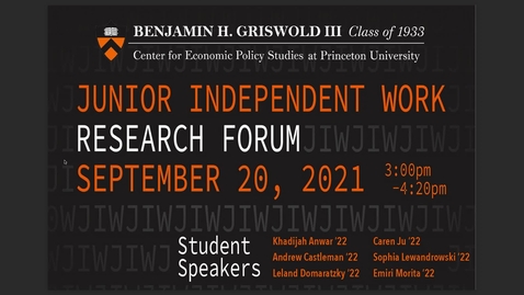 Thumbnail for entry Junior Independent Work Research Forum - September 20, 2021