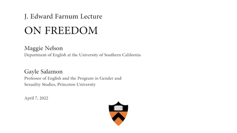 Thumbnail for Maggie Nelson and Gayle Salamon – On Freedom