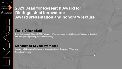 Thumbnail for Engage 2021 - 2021 Dean for Research Award for Distinguished Innovation: Award presentation and honorary lecture