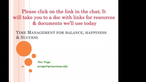 Thumbnail for entry McGraw Workshop October 23 Time Management For Balance &amp; Success