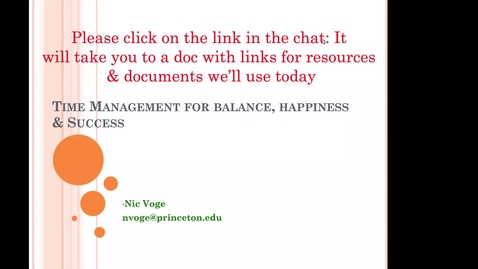 Thumbnail for McGraw Workshop October 23 Time Management For Balance &amp; Success