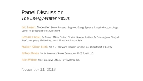Thumbnail for entry Panel Discussion: The Energy-Water Nexus