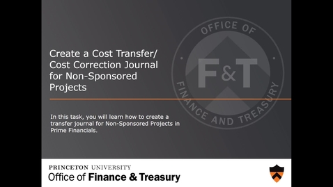 Thumbnail for Create a Cost Transfer Cost Correction Journal for Non-Sponsored Projects