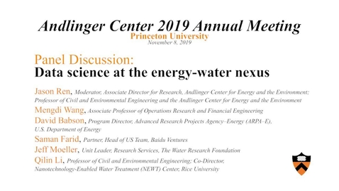 Thumbnail for entry Panel Discussion: Data science at the energy-water nexus