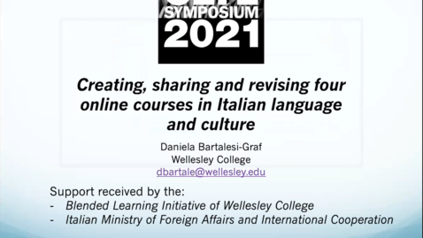 Thumbnail for entry CLTL Symposium 2021 Day 2 Daniela Bartalesi-Graf