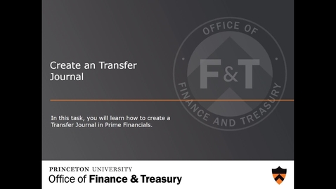 Thumbnail for Create a Transfer Journal