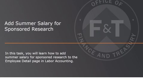 Thumbnail for Add Summer Salary for Sponsored Research