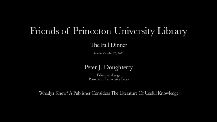 Thumbnail for channel Friends of the Princeton University Library