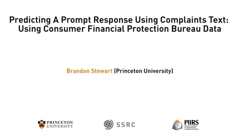 Thumbnail for entry The Dignity &amp; Debt Network Conference - Predicting A Prompt Response Using Complaints Text: Using Consumer Financial Protection Bureau Data