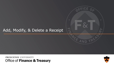 Thumbnail for Add, Modify, and Delete a Receipt