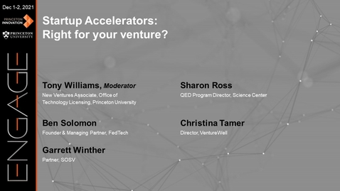Thumbnail for entry Engage 2021 - Startup Accelerators: Right for your venture?