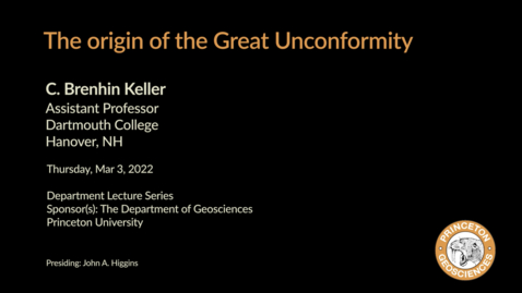 Thumbnail for entry Department Lecture Series: The origin of the Great Unconformity