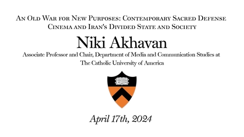 Thumbnail for Mossavar Seminar: An Old War for New Purposes: Contemporary Sacred Defense  Cinema and Iran's Divided State and Society (4.17.2024)