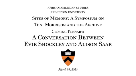 Thumbnail for entry Sites of Memory:A Symposium on Toni Morrison and the Archive &quot;A Conversation between Evie Shockley and Alison Saar&quot;