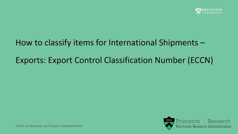 Thumbnail for How to identify the Export Control Classification Number (ECCN)