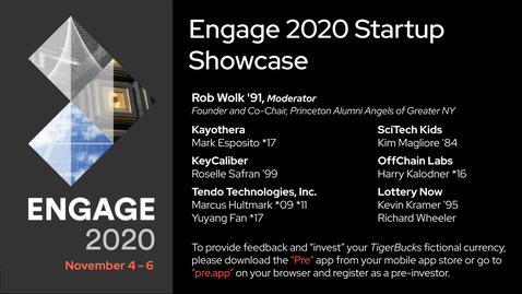 Thumbnail for entry Engage 2020 Faculty and Alumni Startup Showcase