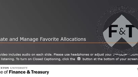 Thumbnail for Create and Manage Favorite Allocations