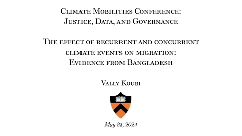 Thumbnail for Koubi, Vally, May 21, 2024, &quot;The Effect of Recurrent and Concurrent Climate Events on Migration; Evidence from Bangladesh&quot;