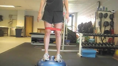Thumbnail for entry Bosu Drop Squat using theraband (front view)