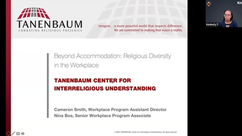 Thumbnail for entry Tanenbaum: Religious Diversity Manager/Supervisor Training
