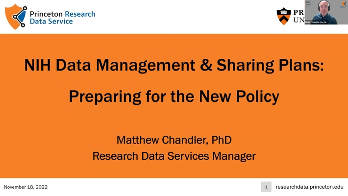 NIH Data Management and Sharing Plans: Preparing for the New Policy