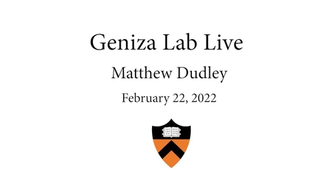 Thumbnail for entry Geniza Lab Live with Matthew Dudley