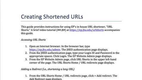 Thumbnail for entry Creating Shortened URLs