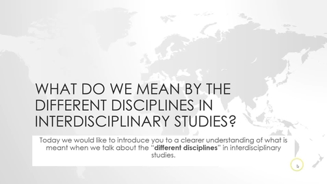 Thumbnail for What do we mean by the different disciplines in interdisciplinary studies?