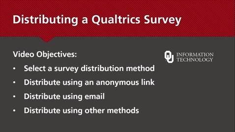 Thumbnail for Qualtrics: Distributing a Survey
