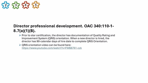 Thumbnail for 14. Center - Director professional development - QRIS orientation - updated 2025