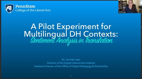 Thumbnail for Jennifer Isasi: A Pilot Experiment for Multilingual DH Contexts: Sentiment Analysis in Translation (DH@OU5 Digital Humanities Symposium)
