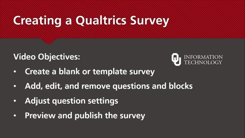 Thumbnail for entry Qualtrics: Creating a Blank Survey (1/4)