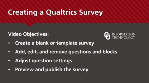 Thumbnail for Qualtrics: Creating a Blank Survey (1/4)