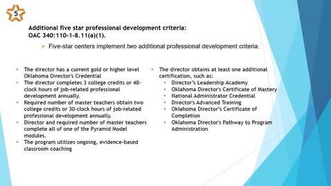 Thumbnail for 44. Center - Additional 5 star professional development criteria - updated 2025