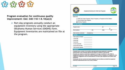 Thumbnail for 36. Center - Program evaluation - Part-day equipment inventory - updated 2025