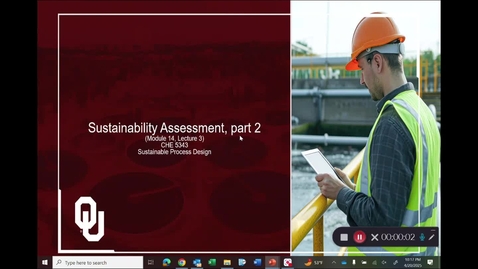 Thumbnail for Module 14, lecture 3 (Sustainability Assessment, part 2) Kaltura Capture recording - April 20th 2025, 10:17:52 pm