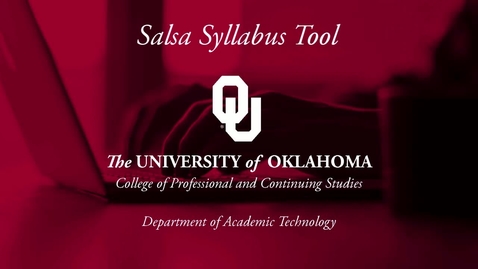 Thumbnail for entry SALSA - Creating a Syllabus